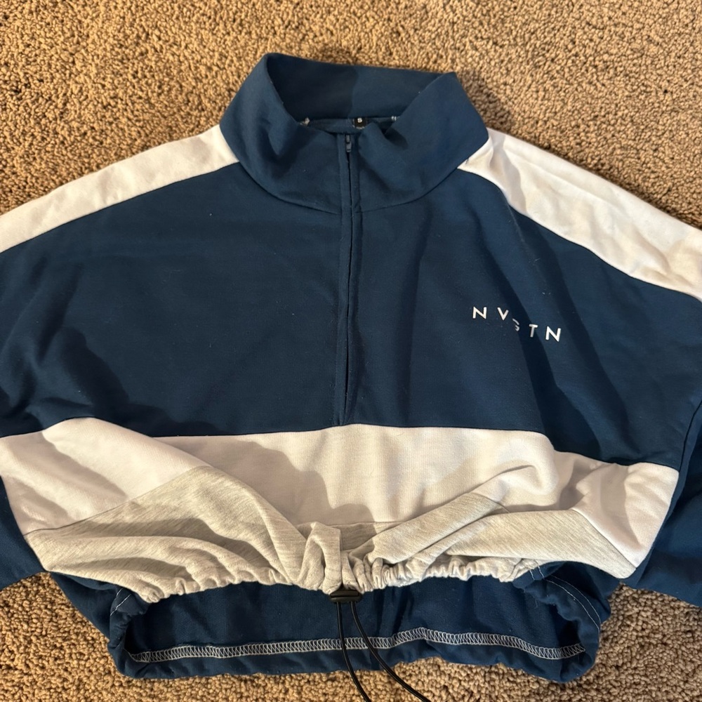 NVGTN Navy and White Quarter-Zip Pullover